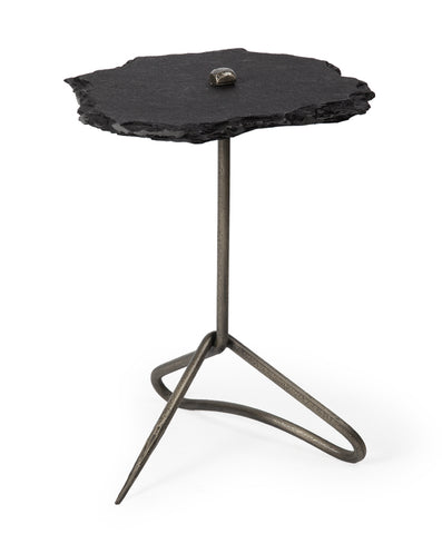 Slate & Iron Accent Table