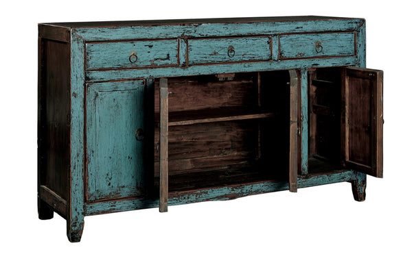 Antique Sideboard Refurbished Teal Blue