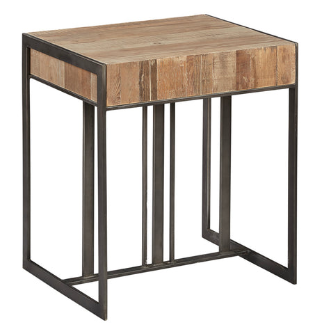 Pine Timber & Iron Side Table