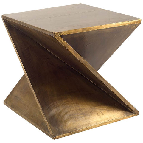 Metal Clad Wood Z Side Table