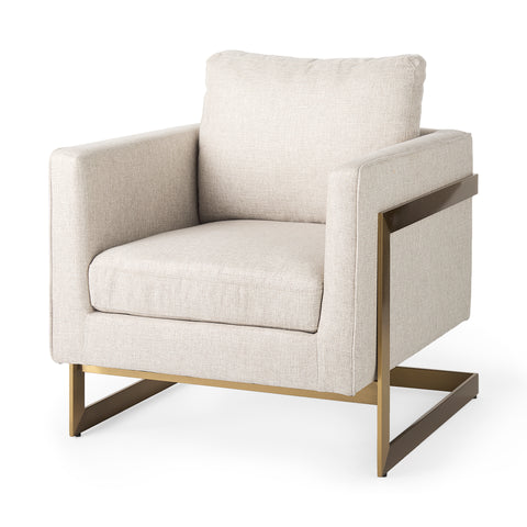 Cream & Gold Steel Accent Chair