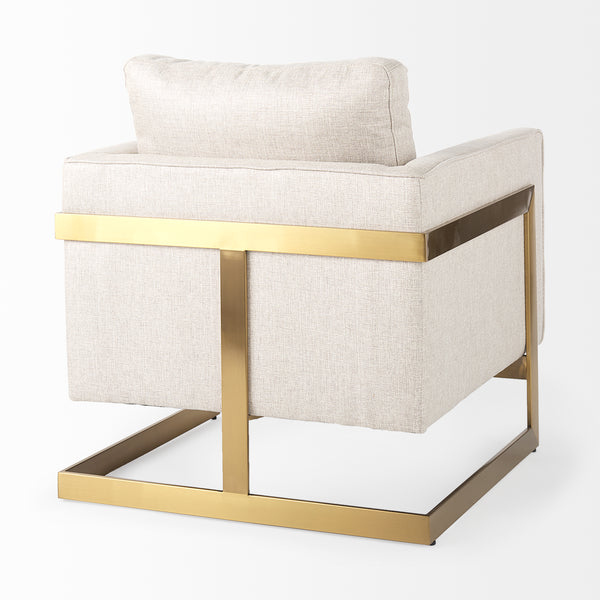 Cream & Gold Steel Accent Chair
