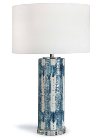 Blue/White Ceramic & Crystal Lamp