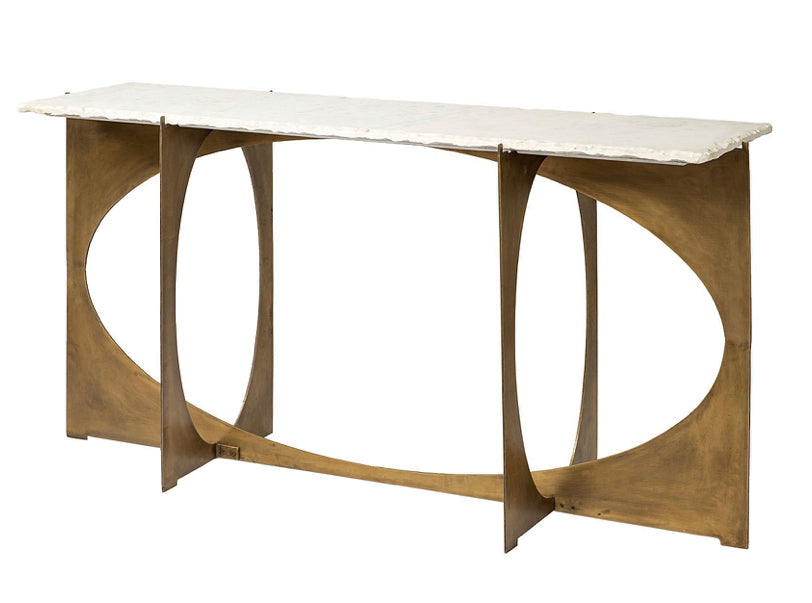 Gold Iron & Bark Edge Marble Console