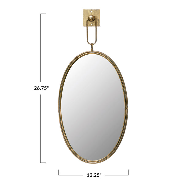 Gold Oval Mirror w/ Bracket