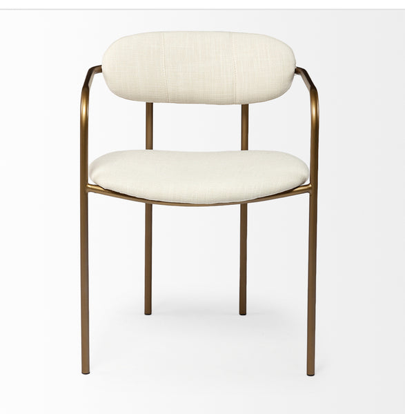 Cream & Gold Dining Arm Chair