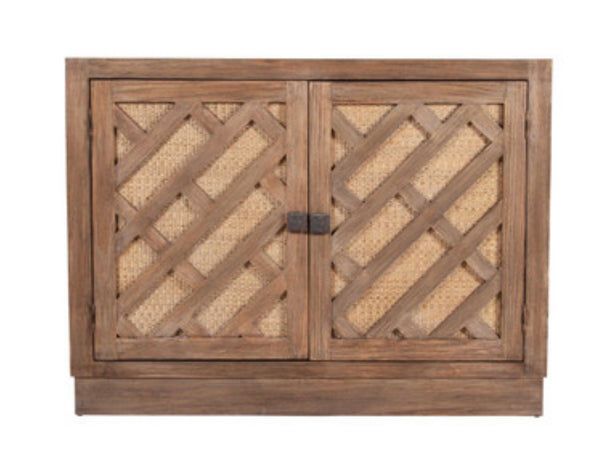Wood & Rattan 2 Door Cabinet