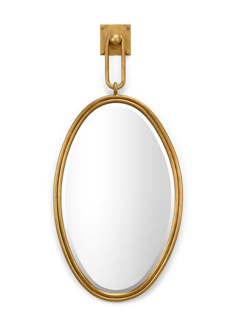 Gold Leaf Oval Mirror w/ Hook