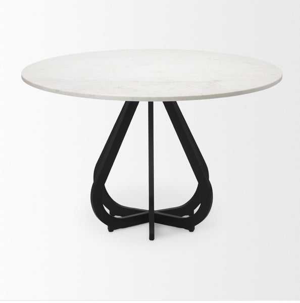 48” Marble & Black Iron Dining Table