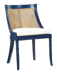 Solid Mahogany Blue Lacquer Cane Chair