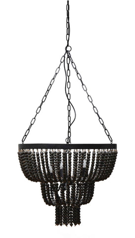 Black Wood Beads & Metal chandelier