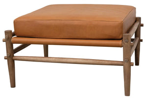 Leather Cushion & Mango Wood Ottoman