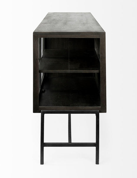 Black/Brown Wood & Glass Cabinet