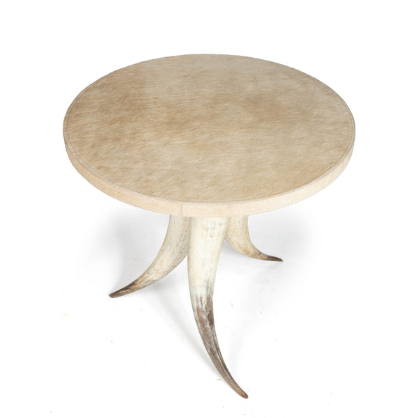 Cow Horn Table w/ Cream Cowhide Top