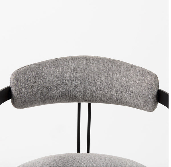 Grey Fabric & Curved Black Iron Chair