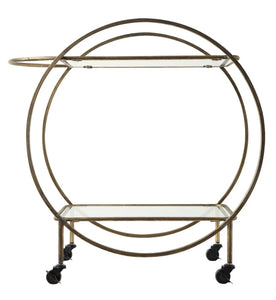 Brass & Glass Round Bar Cart