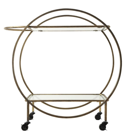 Brass & Glass Round Bar Cart