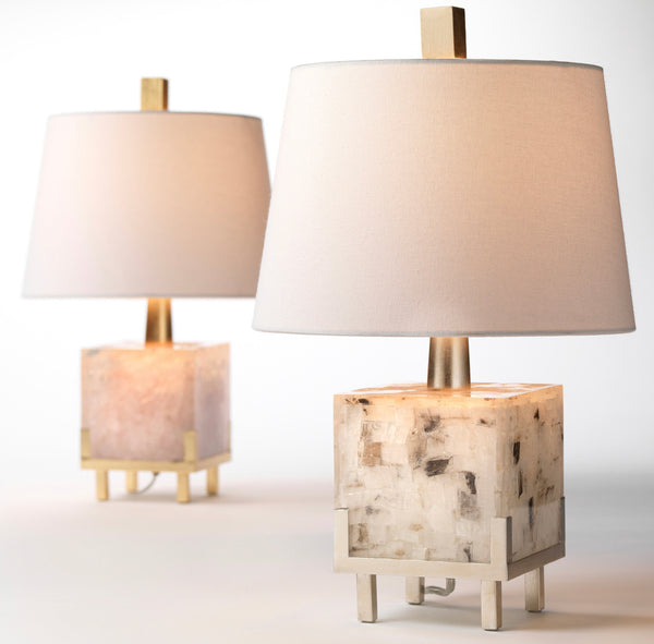 White Calcite & Champagne Leaf Lamp