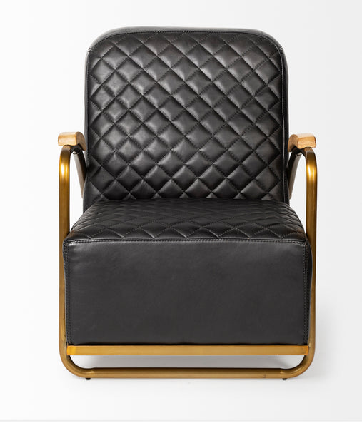 Black Leather Diamond Pattern Chair