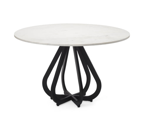 48” Marble & Black Iron Dining Table