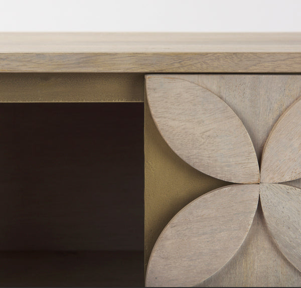 Circle Pattern Wood Side Cabinet