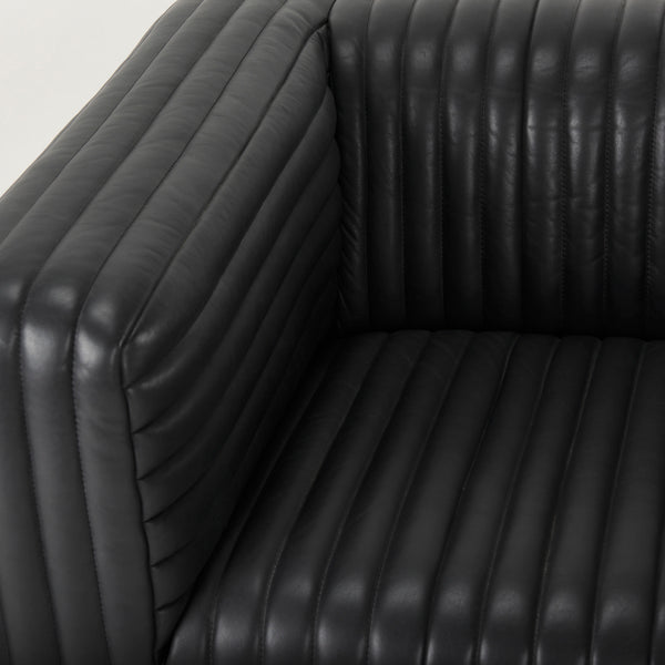 Black Leather Upholstered Arm Chair