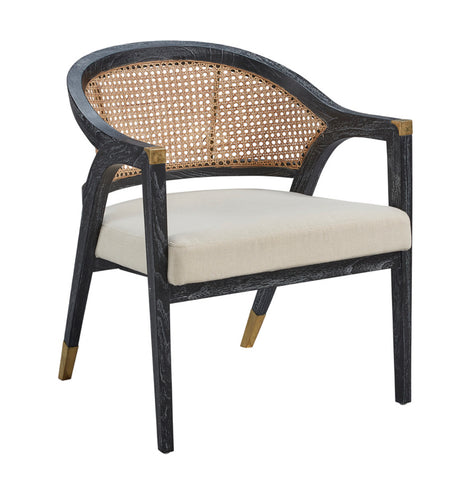 Mahogany & Cane Curved Accent Chair