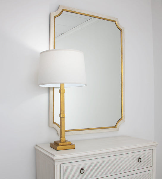 Gold Leaf Lamp w/ Square Navy Shade