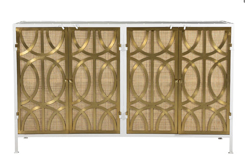 White/Gold 4 Door Cabinet