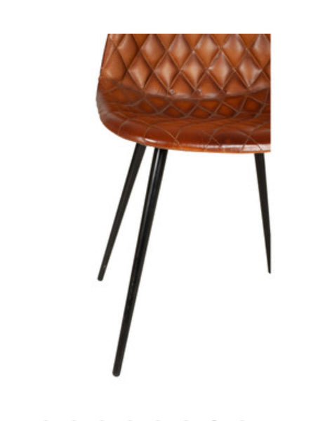 Brown Quilted Leather Dining Chair