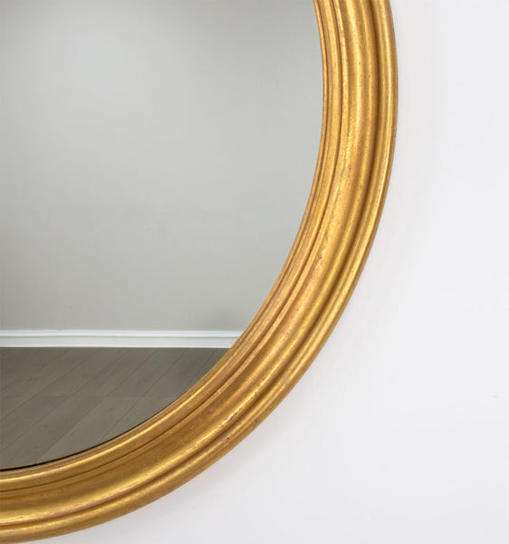 40” Antique Gold Leaf Round Mirror