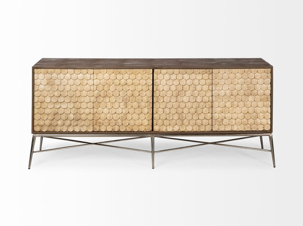 Two-Tone Wood Sideboard on Iron Base