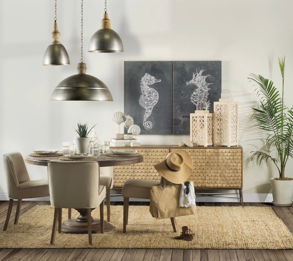 Two-Tone Wood Sideboard on Iron Base