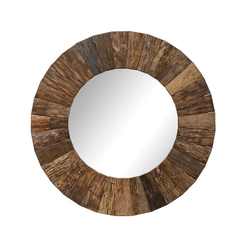 47” Round Wood Mirror