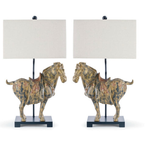 Pair of Dynasty Horse Table Lamps