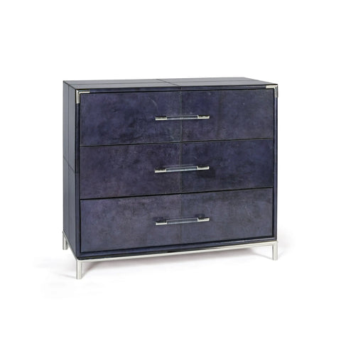 Blue Leather Chest of Drawers