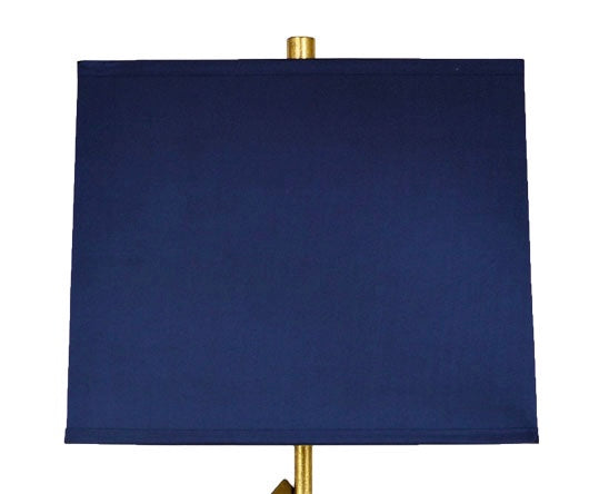 Gold Leaf Lamp w/ Square Navy Shade