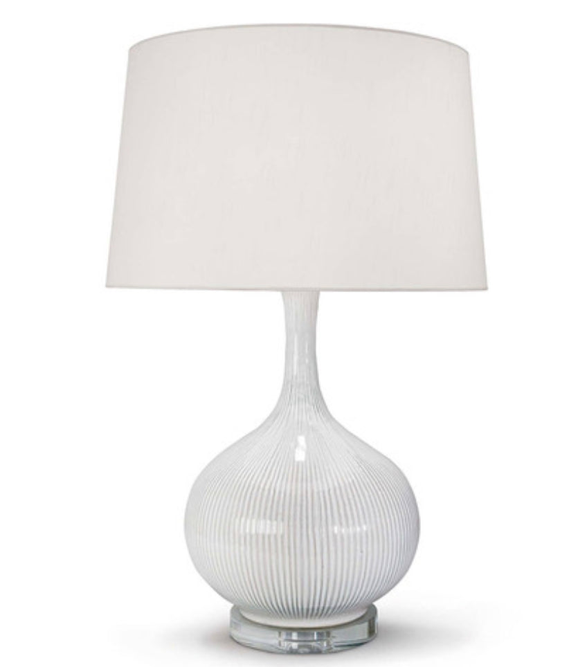 Ivory Ceramic Lamp on Crystal Base