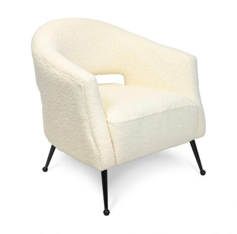 White Faux Wool Accent Chair