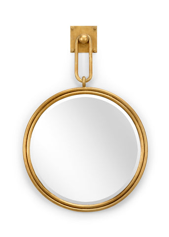 Gold Leaf Round Mirror w/ Hook