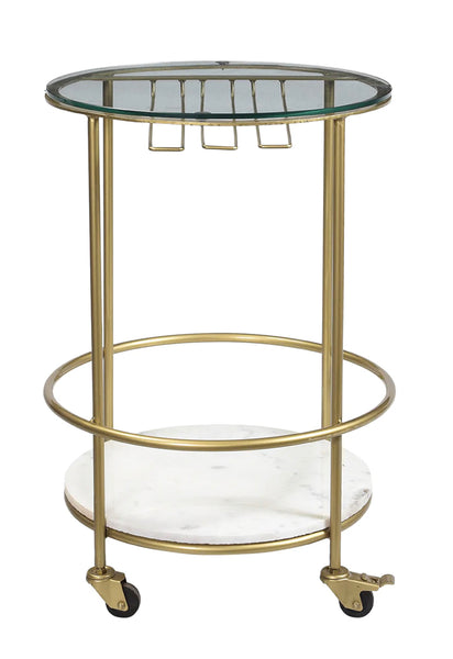 Glass & Marble Side Bar Cart/ Side Table
