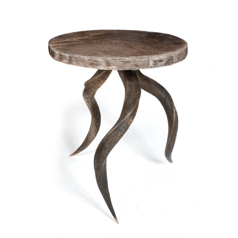 Kudu Horn Table w/ Wildebeest Hide Top