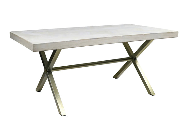 Chevron Pattern Wood & Steel Table