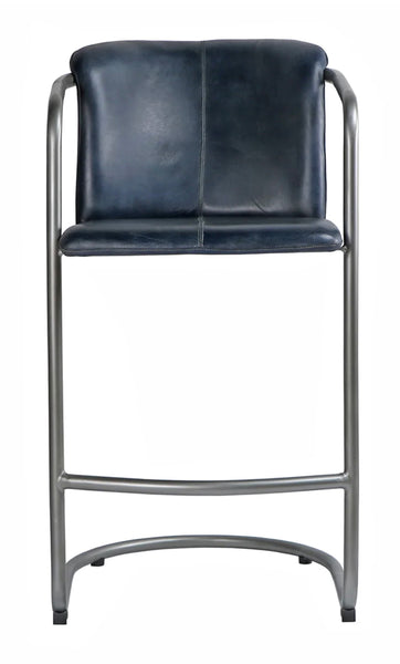 Blue Leather Counter/ Bar Stool 26” seat