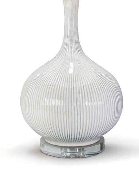 Ivory Ceramic Lamp on Crystal Base