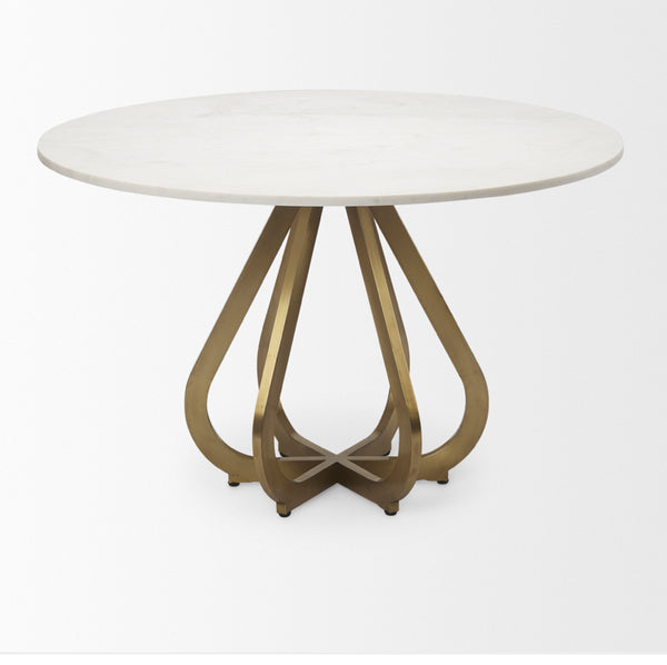 48” Marble & Gold Iron Dining Table