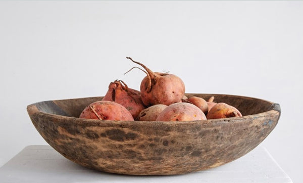 Hand Carved Antique Wood Bowl, grande