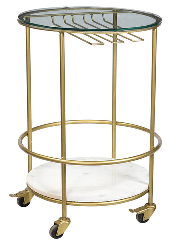 Glass & Marble Side Bar Cart/ Side Table