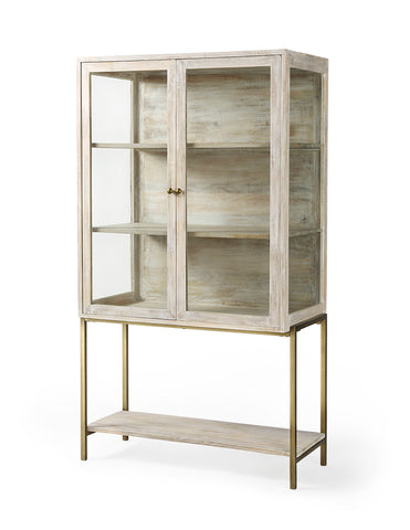 Mango Wood & Glass Display Cabinet