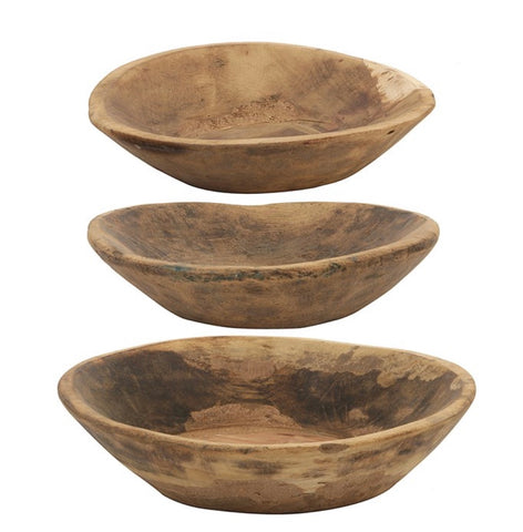 Antique Hand Carved Wood Bowl, 3 sizes